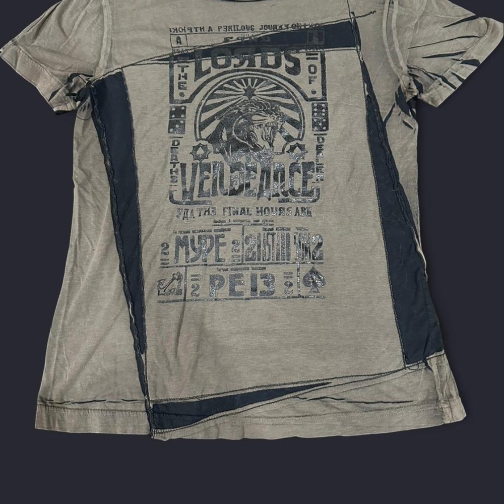 SALVAGE Vintage "Lords Of Veneance" Graphic Tee with Black Leather Accents